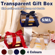 Acrylic Gift Box Clear Souvenir Display Case Bow Storage Container for Packaging - Red - L V528-GIFT-BOX-RED-L-710285