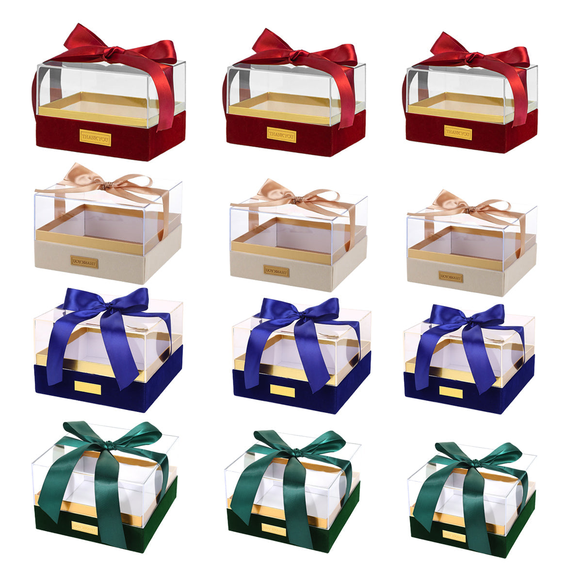 Acrylic Gift Box Clear Souvenir Display Case Bow Storage Container for Packaging - Red - L V528-GIFT-BOX-RED-L-710285