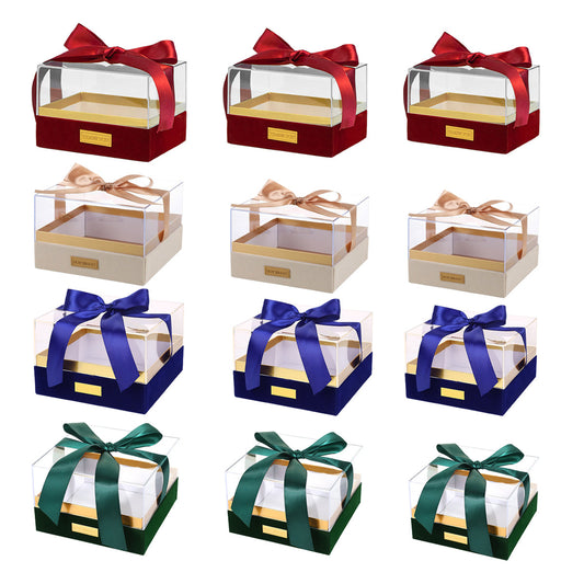 Acrylic Gift Box Clear Souvenir Display Case Bow Storage Container for Packaging - Red - L V528-GIFT-BOX-RED-L-710285