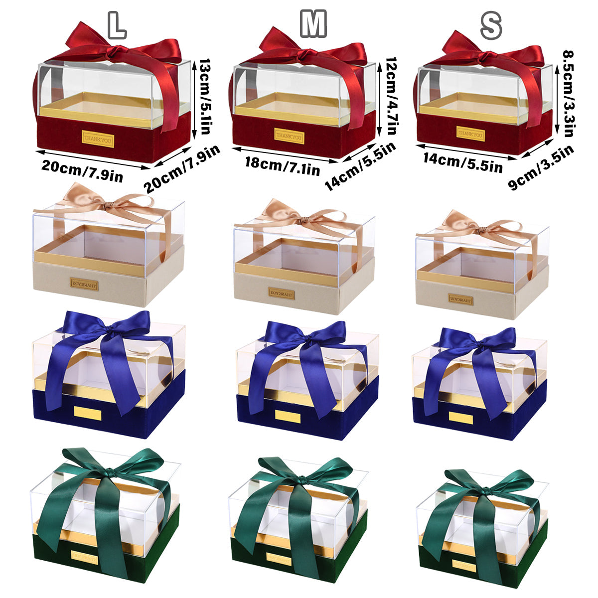 Acrylic Gift Box Clear Souvenir Display Case Bow Storage Container for Packaging - Red - L V528-GIFT-BOX-RED-L-710285