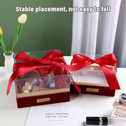 Acrylic Gift Box Clear Souvenir Display Case Bow Storage Container for Packaging - Red - L V528-GIFT-BOX-RED-L-710285