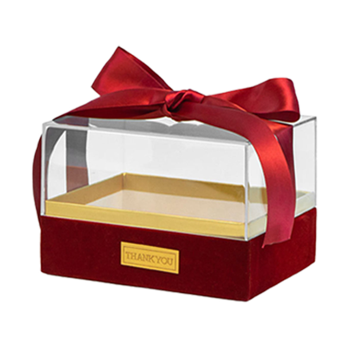Acrylic Gift Box Clear Souvenir Display Case Bow Storage Container for Packaging - Red - L V528-GIFT-BOX-RED-L-710285