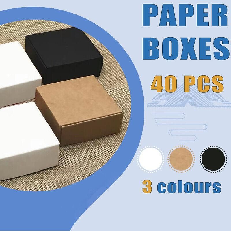 40x Paper Wedding Favour Boxes Party Favour Cookie Candy Soap Bomboniere boxes - White V528-GIFTBOX-40PCS-WHITE-955859