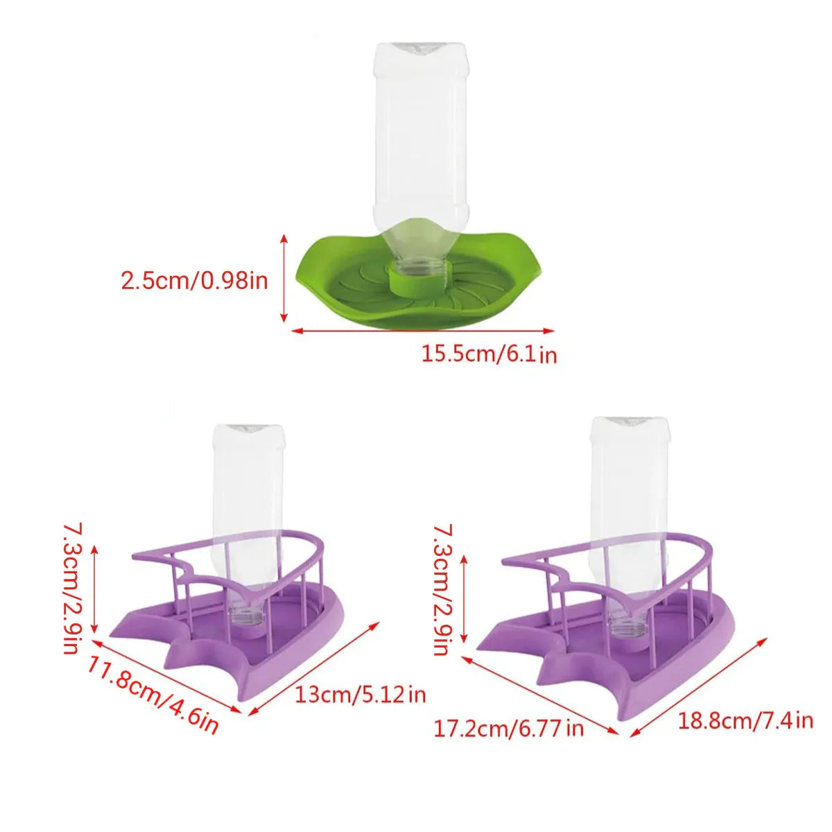 Reptile Water Bowl with Bottle for Lizard Gecko Snake Inverted Bottle Dispenser - Green Round L V528-GIVE-GREEN-NW-15D-634134