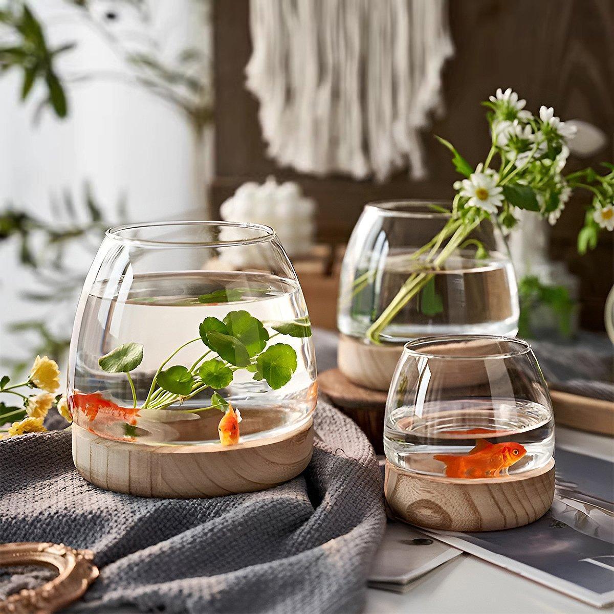 Japanese Style Small Glass Vases Fish Tank for Elegant Home Decor - L V528-GLASS-AQUARIUM-L-328858