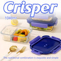 Glass Food Storage Container 1040ml Lunch Bento Box with Lid for Kitchen Prep V528-GLASS-CRISPER-V6872-764584