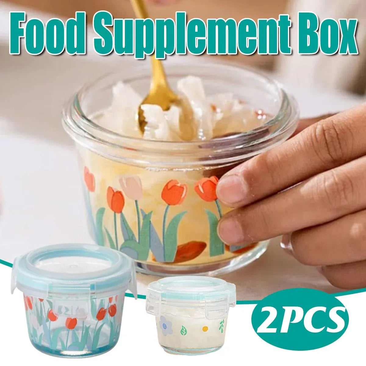 2pcs Glass Food Lunch Box Portable Fresh Seal Storage Container for Meal V528-GLASS-LUNCH-BOX-2PCS-769113