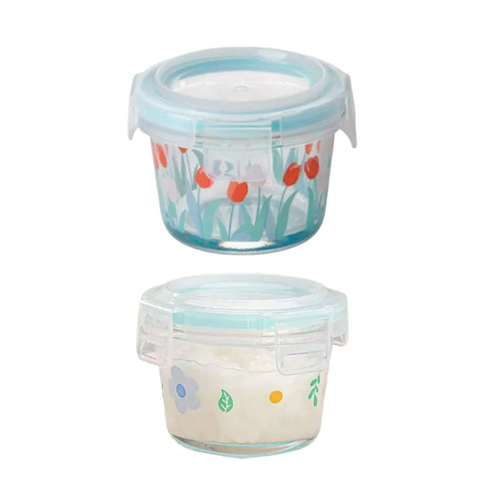2pcs Glass Food Lunch Box Portable Fresh Seal Storage Container for Meal V528-GLASS-LUNCH-BOX-2PCS-769113