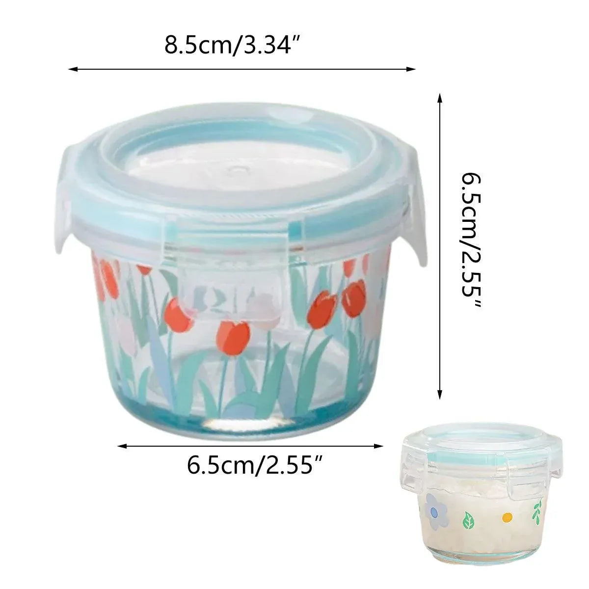 2pcs Glass Food Lunch Box Portable Fresh Seal Storage Container for Meal V528-GLASS-LUNCH-BOX-2PCS-769113