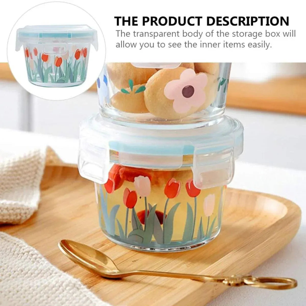2pcs Glass Food Lunch Box Portable Fresh Seal Storage Container for Meal V528-GLASS-LUNCH-BOX-2PCS-769113