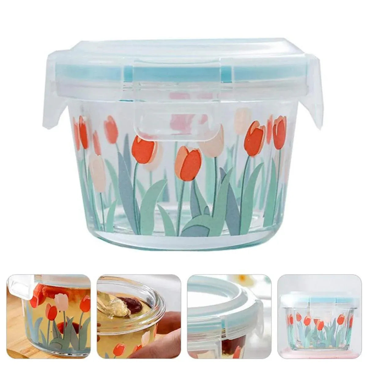 2pcs Glass Food Lunch Box Portable Fresh Seal Storage Container for Meal V528-GLASS-LUNCH-BOX-2PCS-769113
