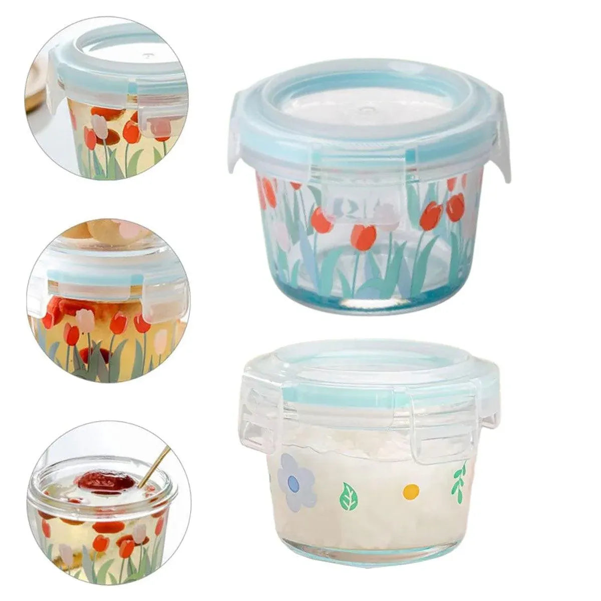2pcs Glass Food Lunch Box Portable Fresh Seal Storage Container for Meal V528-GLASS-LUNCH-BOX-2PCS-769113