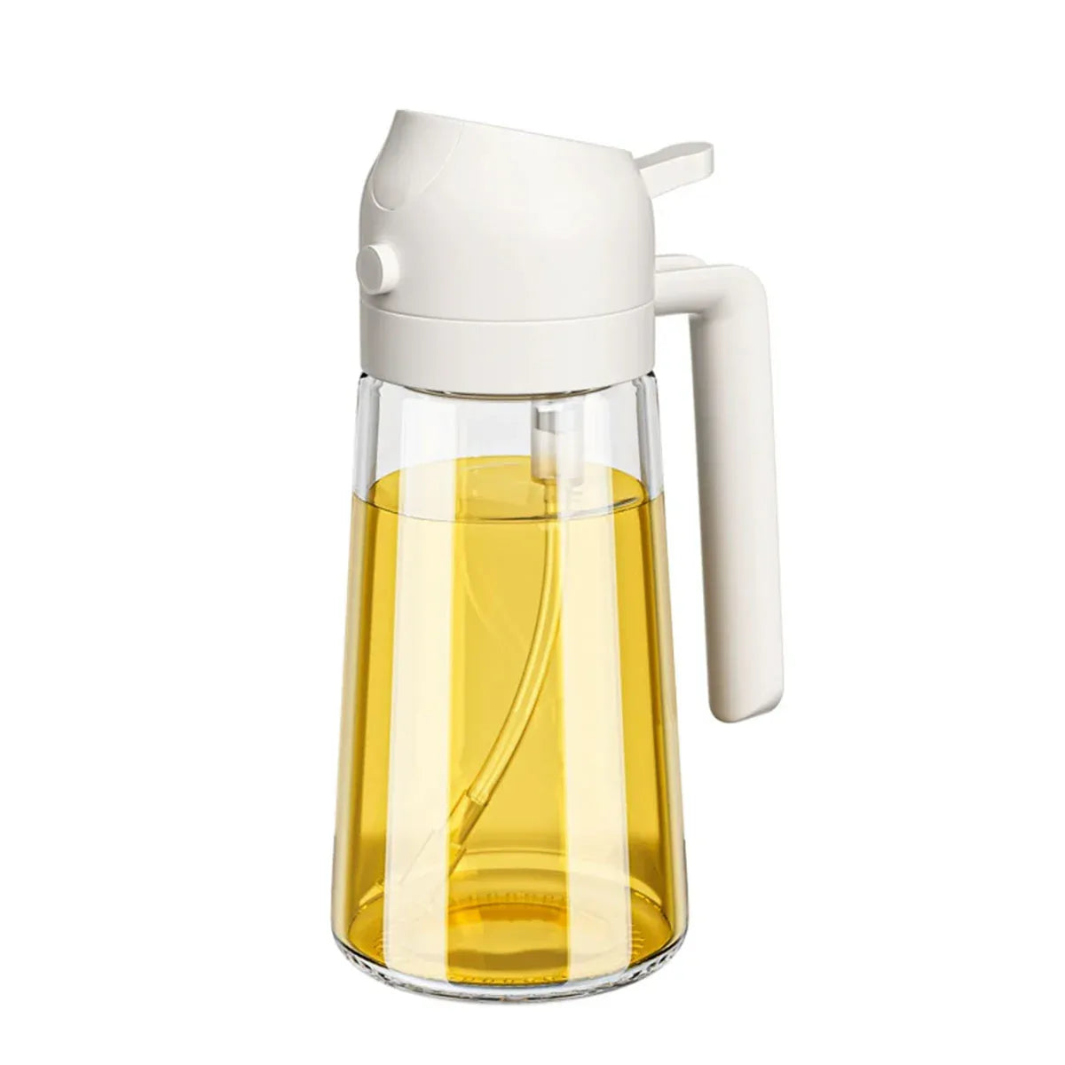 2-in-1 470ml Glass Oil Bottle Spray Pour Automatic Pressure Control Kitchen Tool - Beige V528-GLASS-OILCAN-BEIGE-650994