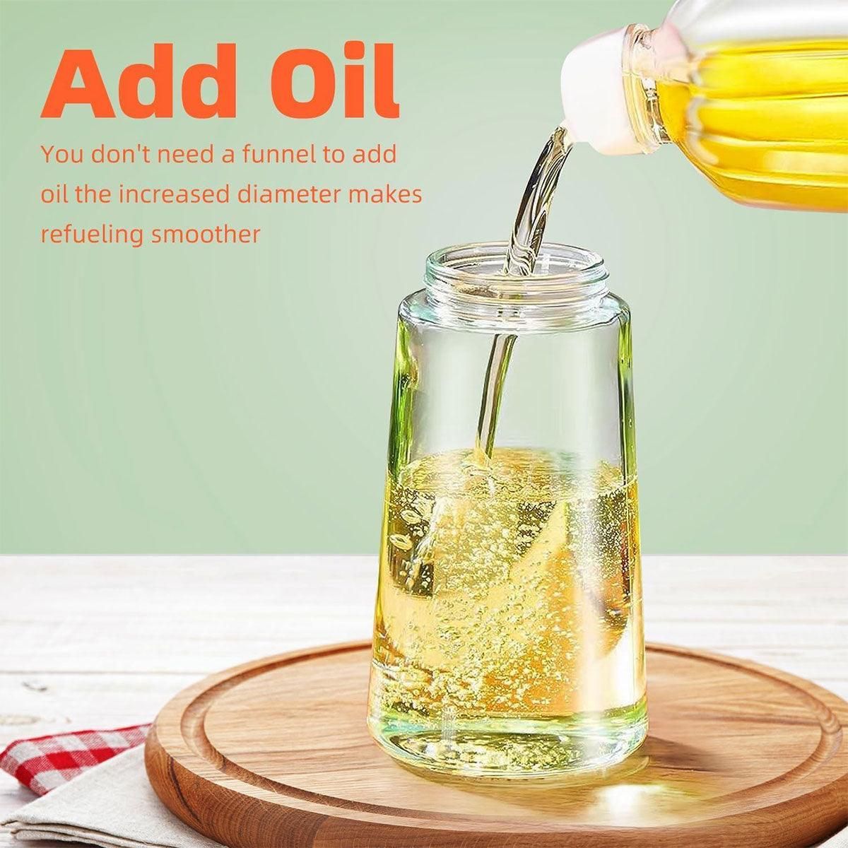 2-in-1 470ml Glass Oil Bottle Spray Pour Automatic Pressure Control Kitchen Tool - Beige V528-GLASS-OILCAN-BEIGE-650994