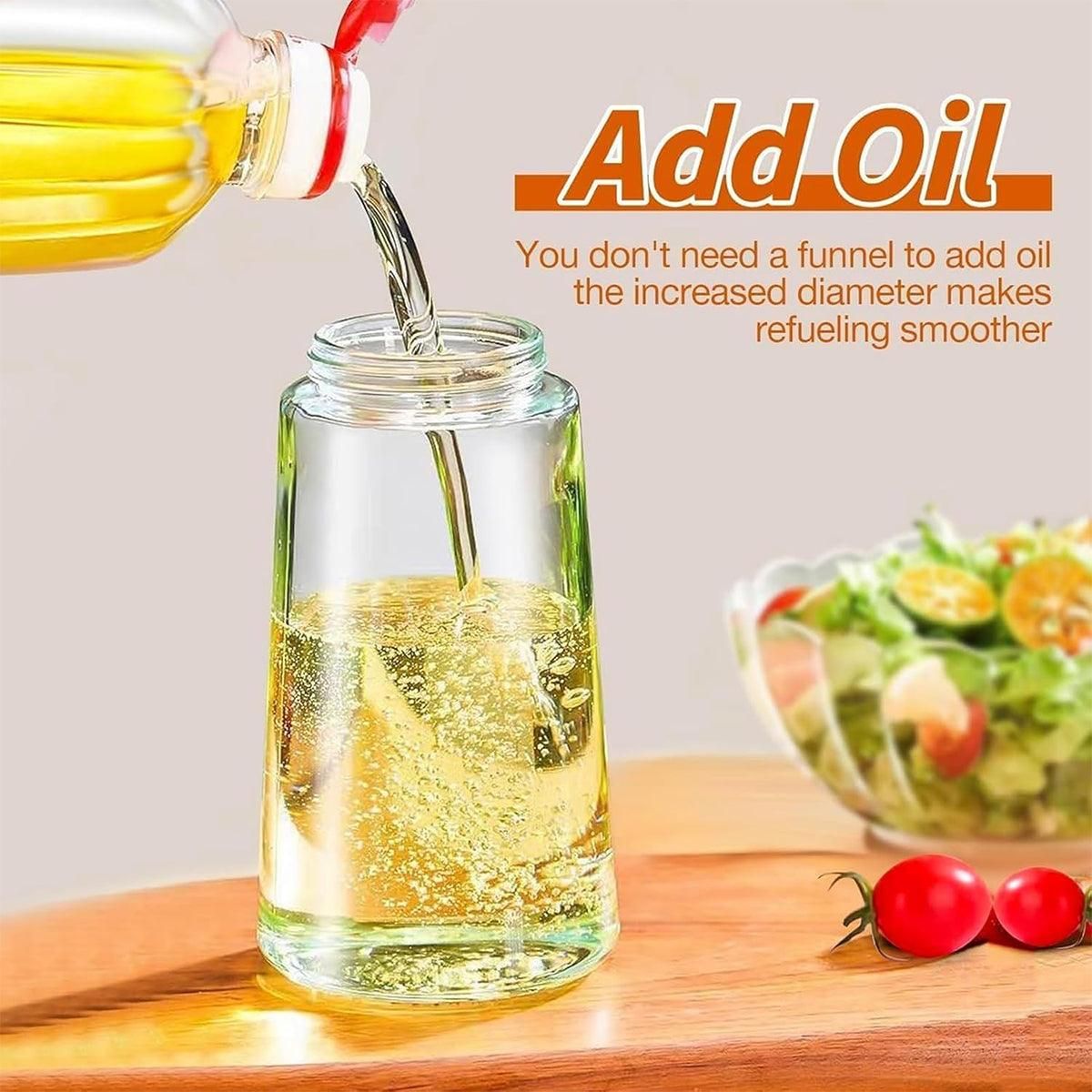 2-in-1 470ml Glass Oil Bottle Spray Pour Automatic Pressure Control Kitchen Tool - Beige V528-GLASS-OILCAN-BEIGE-650994
