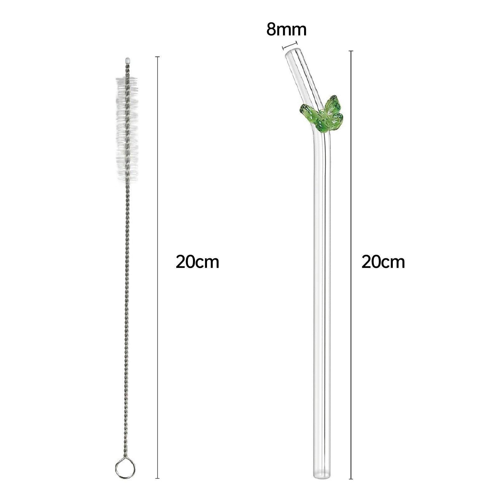 8pcs Colourful Butterfly Glass Straw Reusable Heat Resistant Proof MultiColours V528-GLASS-STRAW-8PCS-313500
