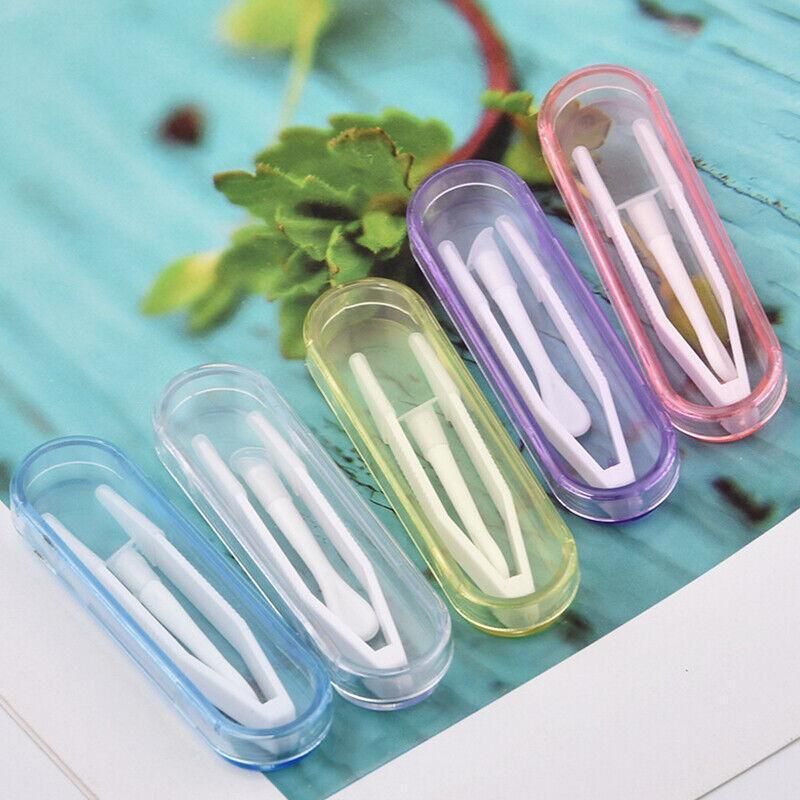 Contact Lens Tweezers Stick Inserter Remover Tool Kit Tip Storage Case Box Set - Blue V528-GLASSESCASELENGTH-BLUE-50829