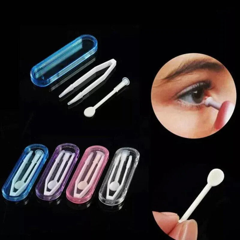Contact Lens Tweezers Stick Inserter Remover Tool Kit Tip Storage Case Box Set - Yellow V528-GLASSESCASELENGTH-YELLOW-39056