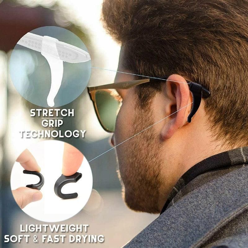 Silicone Glasses Ear Hooks Anti Slip Grip Spectacle Holder Sports Temple Tips - Clear V528-GLASSESHOLDER-CLEAR-234547