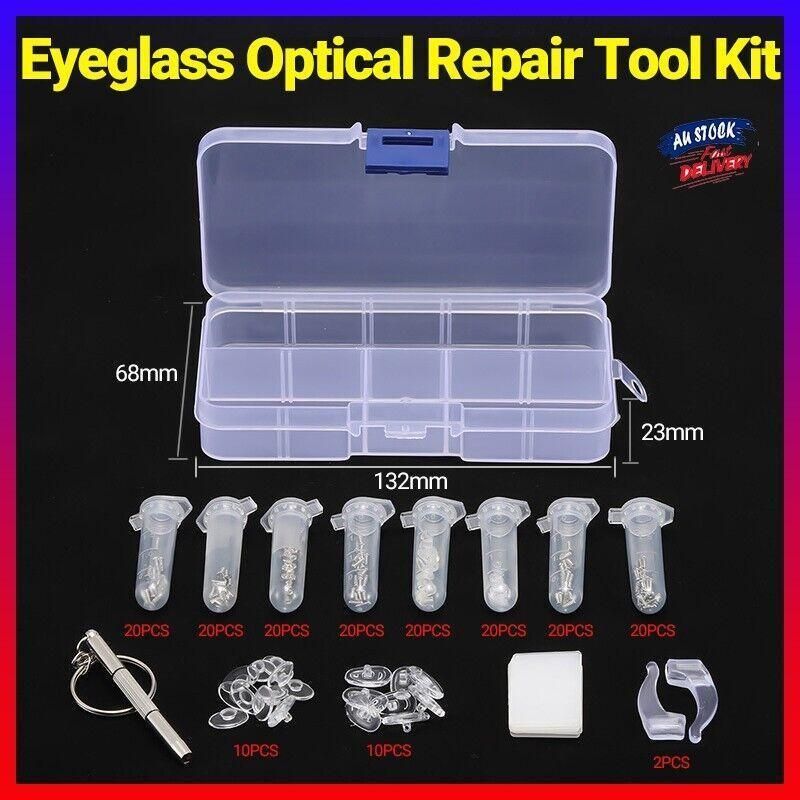 Eyeglass Sun Glasses Optical Repair Tool Screw Nut Nose Pad Assortment Set Kit V528-GLASSESMAINTENANCEKIT-390197