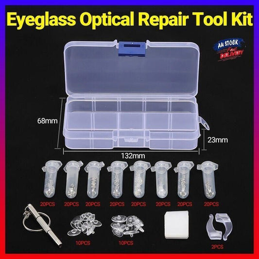 Eyeglass Sun Glasses Optical Repair Tool Screw Nut Nose Pad Assortment Set Kit V528-GLASSESMAINTENANCEKIT-390197