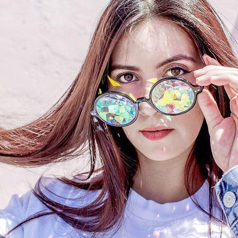 Festival Rave Kaleidoscope Glasses Prism Lens Crystal Effect Party Sunglasses - Pink V528-GLASSESRAVE-PINK-772904