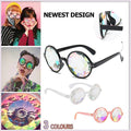Festival Rave Kaleidoscope Glasses Prism Lens Crystal Effect Party Sunglasses - White V528-GLASSESRAVE-WHITE-980071
