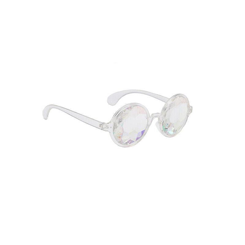 Festival Rave Kaleidoscope Glasses Prism Lens Crystal Effect Party Sunglasses - White V528-GLASSESRAVE-WHITE-980071