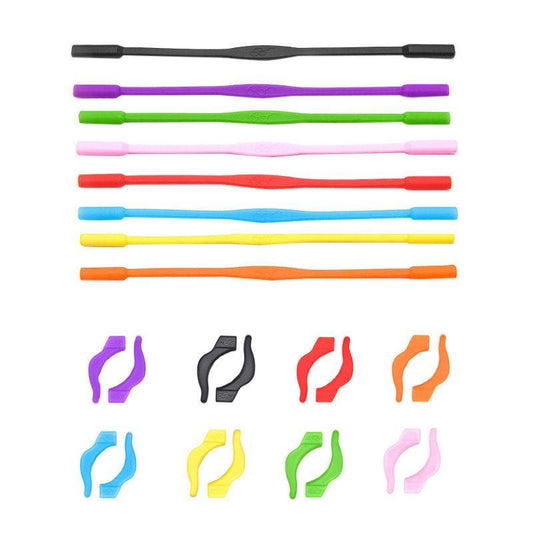 Silicone Glasses Strap and Ear Grip Set Eyeglasses Holder Cord with Hooks 20cm - Red V528-GLASSESROPESET-RED-40472
