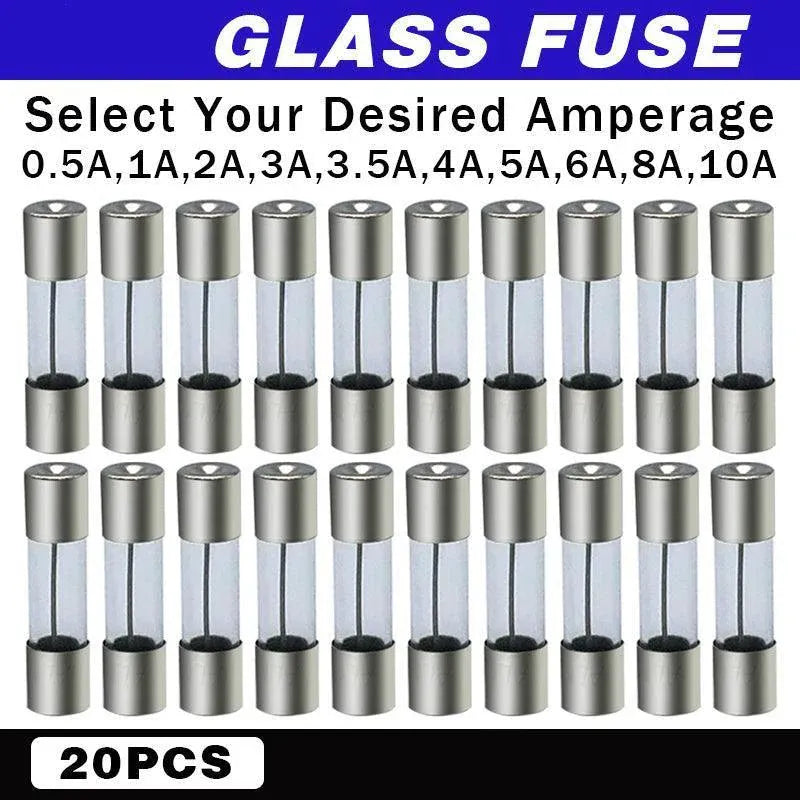 20Pcs M205 Glass Fuse 5Mm X 20Mm Slow Blow 250V / Select From 0.5A To 10A Amp - 20PCS F10A V528-GLASSFUSE-10A-20PCS-608452