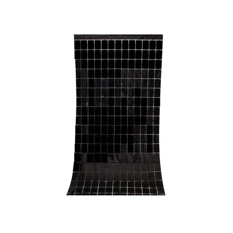 Rectangle Tinsel Curtain Shimmer Wall Backdrop 2M Length Party Decoration Sequin - Black V528-GLITTERBACKGROUND-BLACK-223126