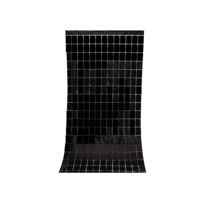 Rectangle Tinsel Curtain Shimmer Wall Backdrop 2M Length Party Decoration Sequin - Black V528-GLITTERBACKGROUND-BLACK-223126