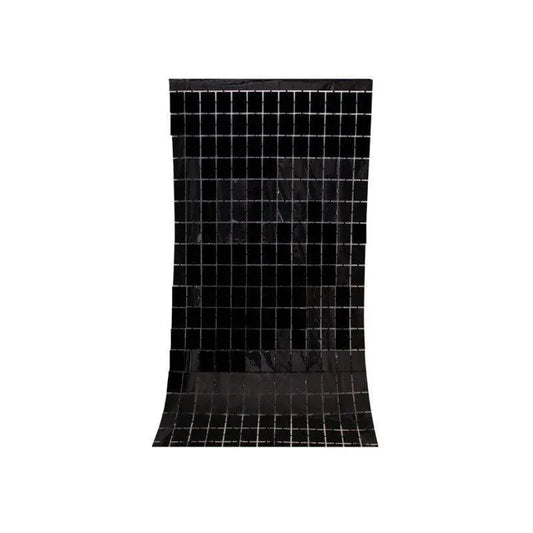 Rectangle Tinsel Curtain Shimmer Wall Backdrop 2M Length Party Decoration Sequin - Black V528-GLITTERBACKGROUND-BLACK-223126