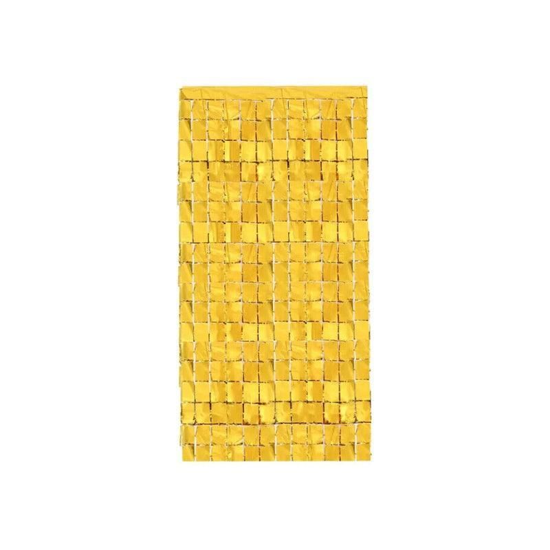 Rectangle Tinsel Curtain Shimmer Wall Backdrop 2M Length Party Decoration Sequin - Gold V528-GLITTERBACKGROUND-GOLD-724993