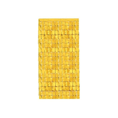 Rectangle Tinsel Curtain Shimmer Wall Backdrop 2M Length Party Decoration Sequin - Gold V528-GLITTERBACKGROUND-GOLD-724993