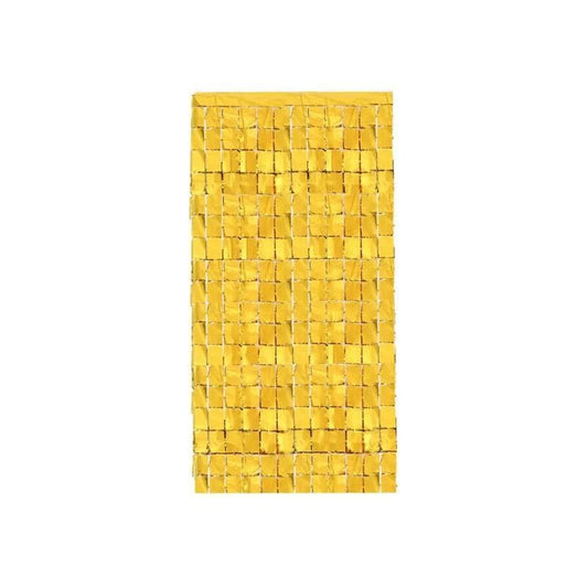 Rectangle Tinsel Curtain Shimmer Wall Backdrop 2M Length Party Decoration Sequin - Gold V528-GLITTERBACKGROUND-GOLD-724993