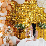 Rectangle Tinsel Curtain Shimmer Wall Backdrop 2M Length Party Decoration Sequin - Gold V528-GLITTERBACKGROUND-GOLD-724993