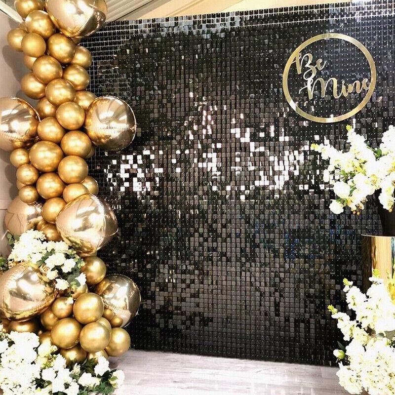 Rectangle Tinsel Curtain Shimmer Wall Backdrop 2M Length Party Decoration Sequin - Green V528-GLITTERBACKGROUND-GREEN-441208