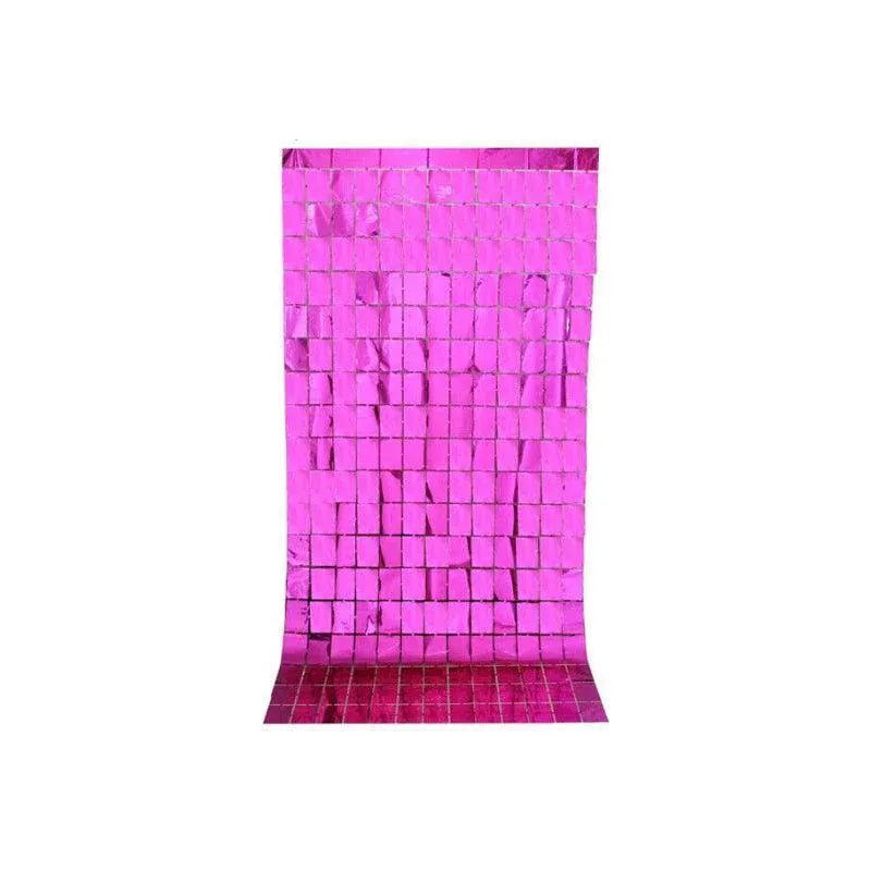 Rectangle Tinsel Curtain Shimmer Wall Backdrop 2M Length Party Decoration Sequin - Rose Red V528-GLITTERBACKGROUND-ROSERED-401957