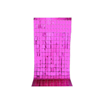 Rectangle Tinsel Curtain Shimmer Wall Backdrop 2M Length Party Decoration Sequin - Rose Red V528-GLITTERBACKGROUND-ROSERED-401957