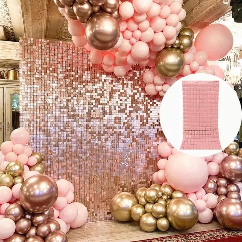 Rectangle Tinsel Curtain Shimmer Wall Backdrop 2M Length Party Decoration Sequin - Rose Red V528-GLITTERBACKGROUND-ROSERED-401957