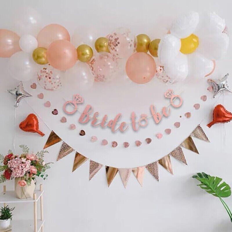 Bride To Be Rose Gold Banner Diamond Wedding Bridal Shower Hens Party Decoration - Diamond Ring V528-GLITTERBUNTING-RING-258043