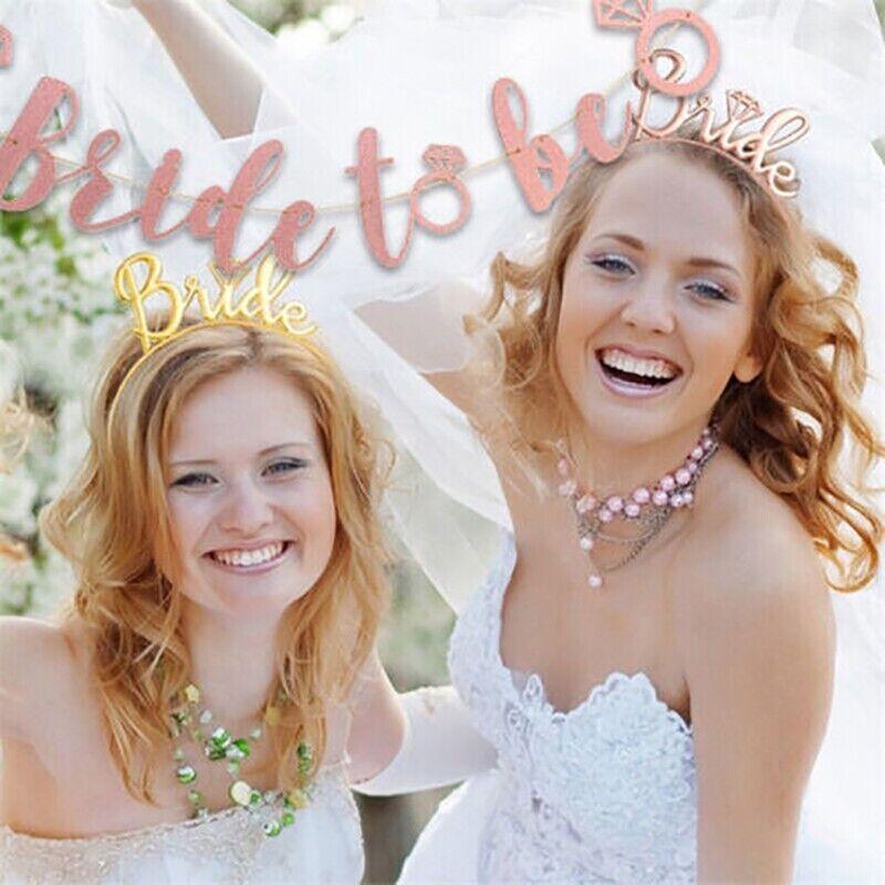 Bride To Be Rose Gold Banner Diamond Wedding Bridal Shower Hens Party Decoration - Diamond Ring V528-GLITTERBUNTING-RING-258043