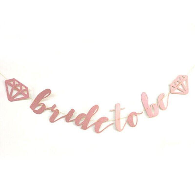 Bride To Be Rose Gold Banner Diamond Wedding Bridal Shower Hens Party Decoration - Diamond Ring V528-GLITTERBUNTING-RING-258043