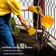 Golden Yellow Cowhide Work Gloves Full Finger Gardening DIY Home Maintenance Use - M V528-GLOVES-1PAIR-M-632005