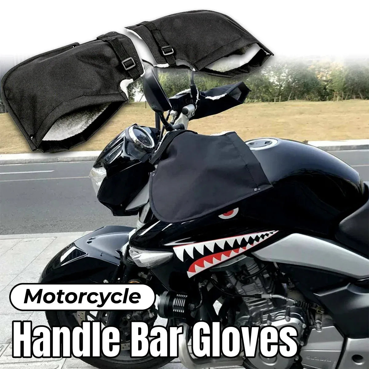 Motorcycle Handlebar Gloves Winter Windproof Riding Hand Covers Outdoor Warmer V528-GLOVES-BLACK-158305