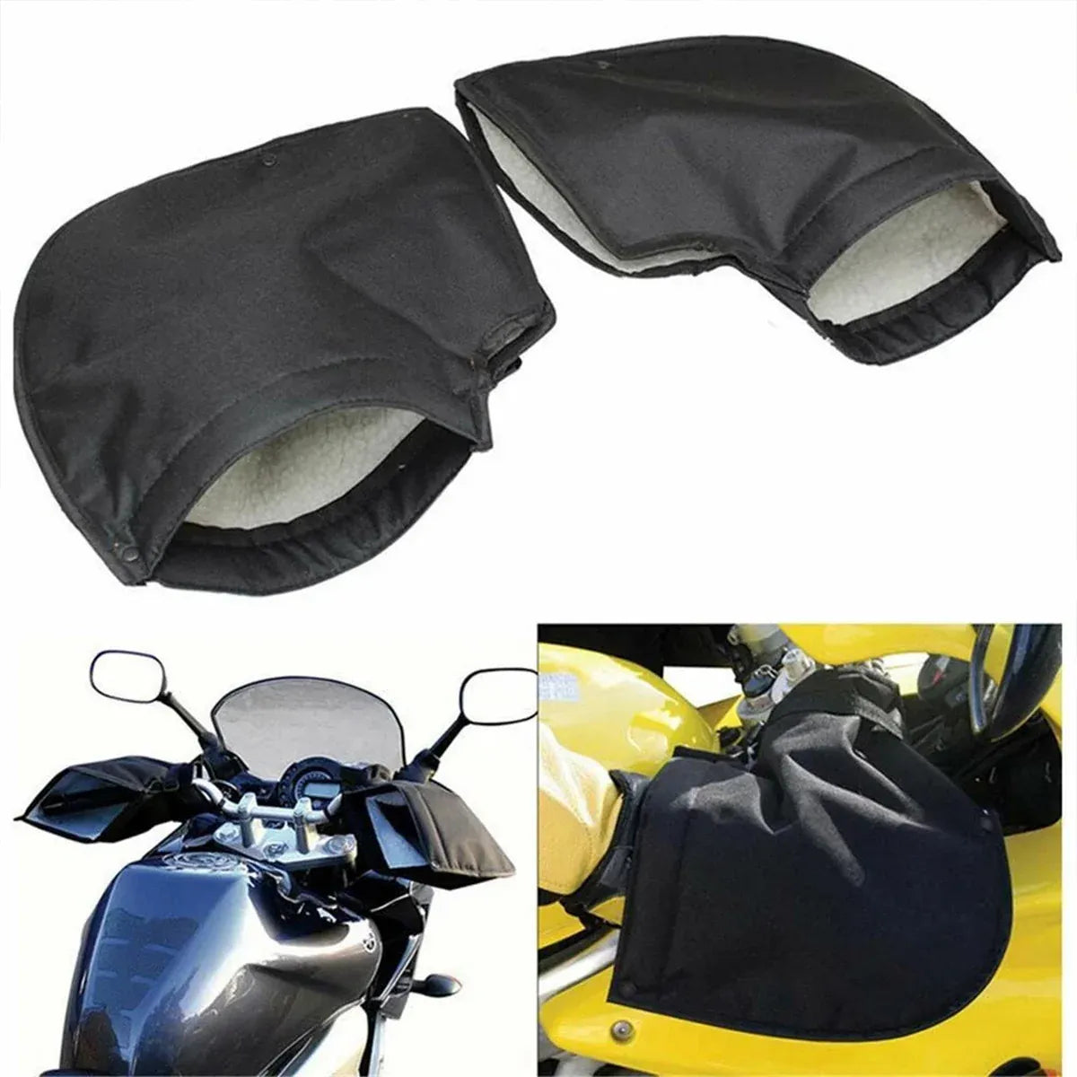 Motorcycle Handlebar Gloves Winter Windproof Riding Hand Covers Outdoor Warmer V528-GLOVES-BLACK-158305