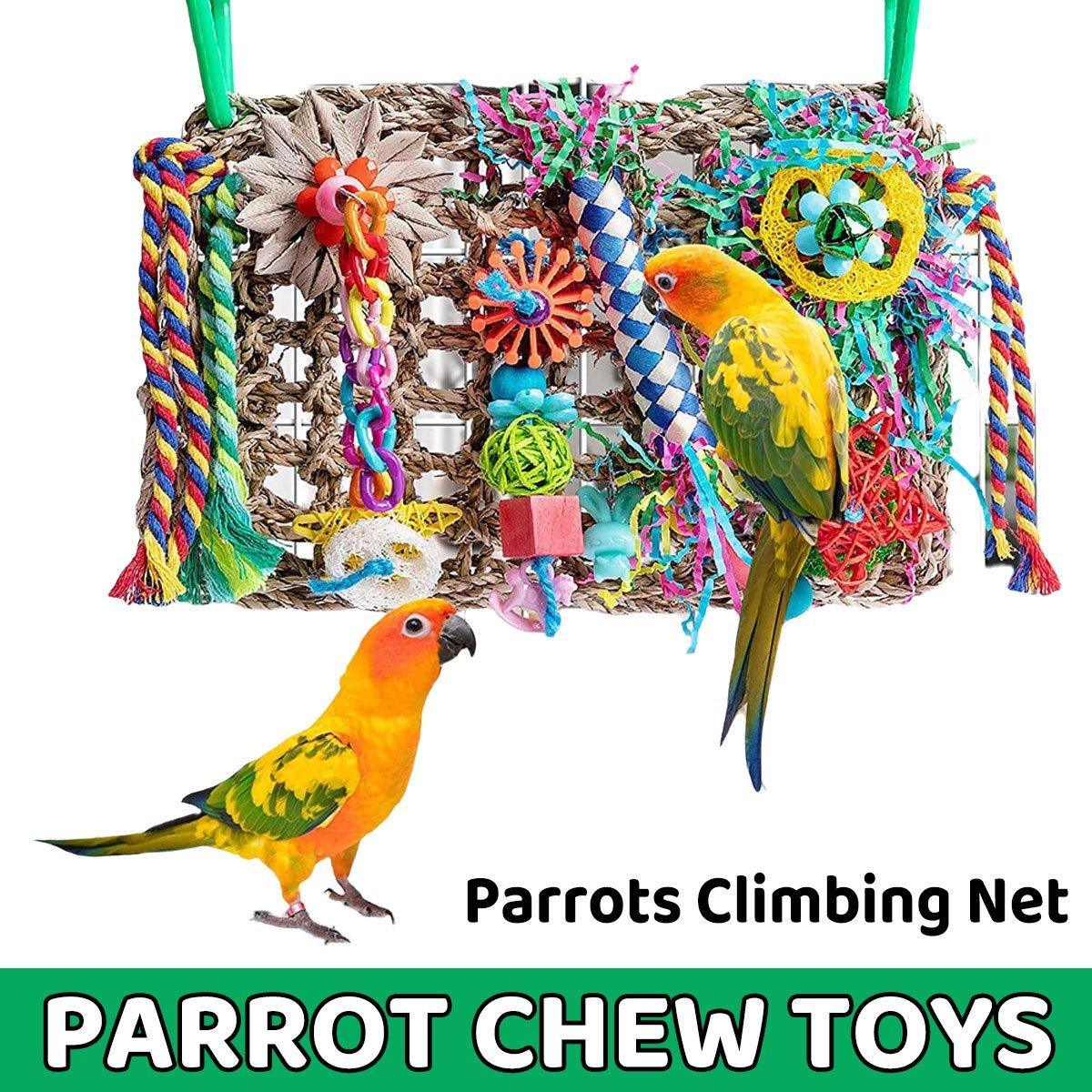 Parrot Gnawing Toys Woven Grass Nets Colourful Chewing Bird Cage Play V528-GNAWING-TOY-297684