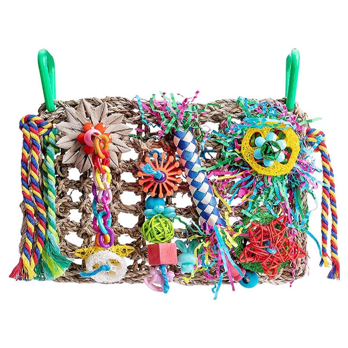 Parrot Gnawing Toys Woven Grass Nets Colourful Chewing Bird Cage Play V528-GNAWING-TOY-297684