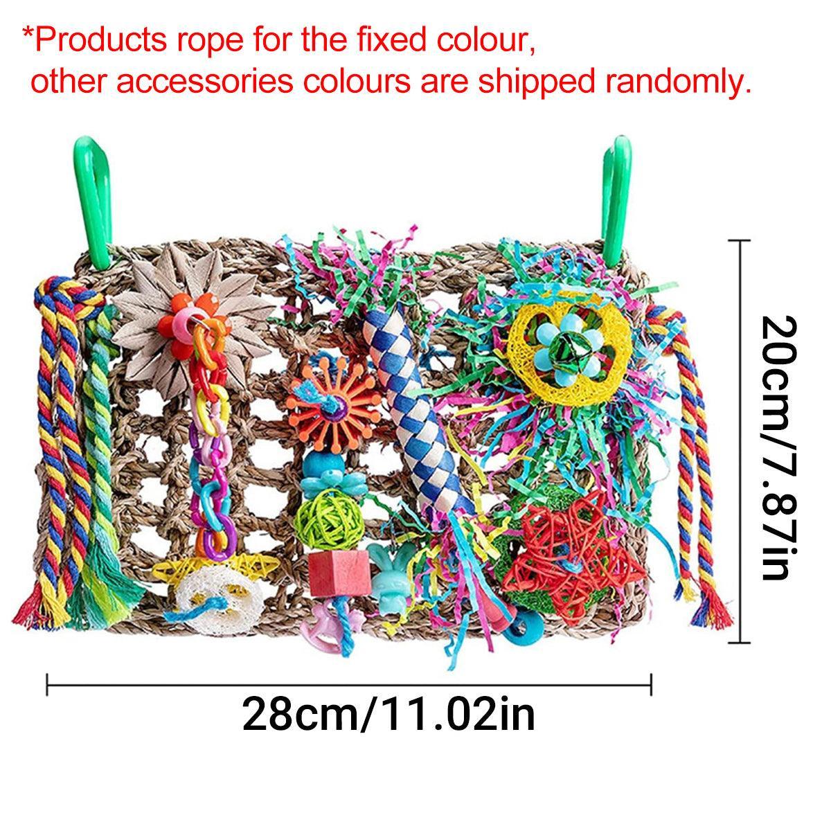 Parrot Gnawing Toys Woven Grass Nets Colourful Chewing Bird Cage Play V528-GNAWING-TOY-297684